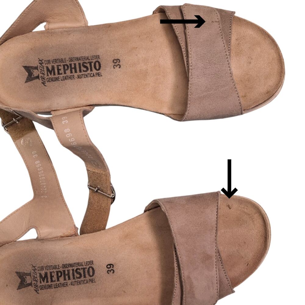 Mephisto Oriana Wedge Sandals Tan Beige Warm Grey Suede Cork EU 39 US 8.5 - Picture 10 of 10